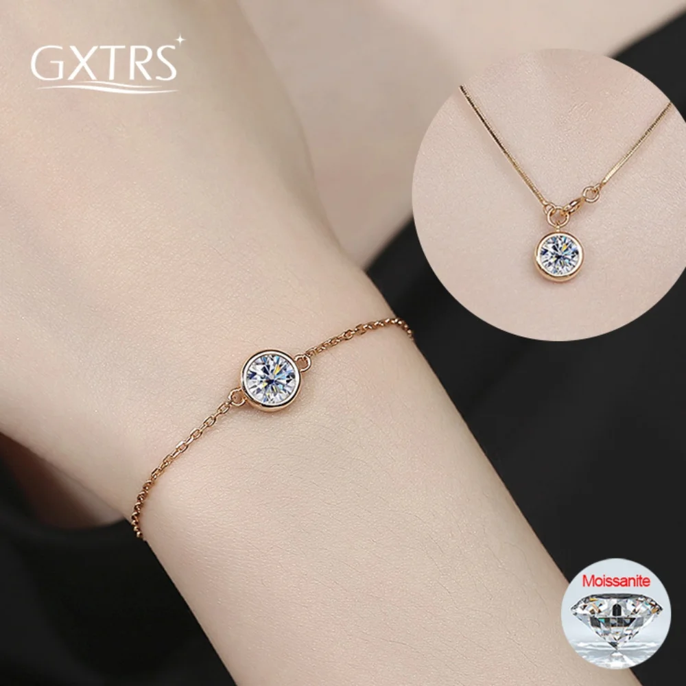GXTRS 1CT Moissanite Jewelry Sets For Women 925 Sterling Silver Diamond Necklaces Bracelet Gift 18K Gold Plated Fine Jewelry GRA
GXTRS 1CT Moissanite Jewelry Sets For Women 925 Sterling Silver Diamond Necklaces Bracelet Gift 18K Gold Plated Fine Jewelry GRA