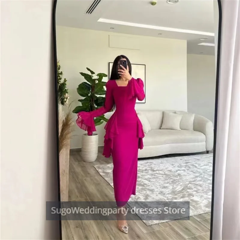 Evening Prom Dresses Long Sleeves Square Neck Ankle-Length Saudi Arabia Formal Occasion Elegant Party Dresses
Evening Prom Dresses Long Sleeves Square Neck Ankle-Length Saudi Arabia Formal Occasion Elegant Party Dresses