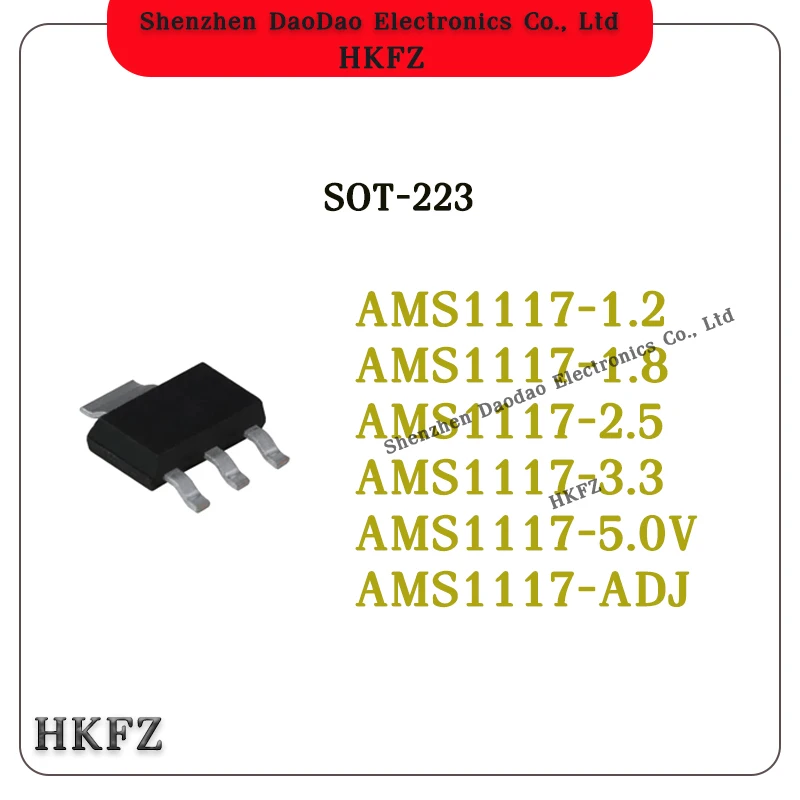 100Pcs AMS1117-1.2 1.8 2.5 3.3 5.0V ADJ SOT-223 Voltage Regulator Power chip Buck chip IC New original
100Pcs AMS1117-1.2 1.8 2.5 3.3 5.0V ADJ SOT-223 Voltage Regulator Power chip Buck chip IC New original