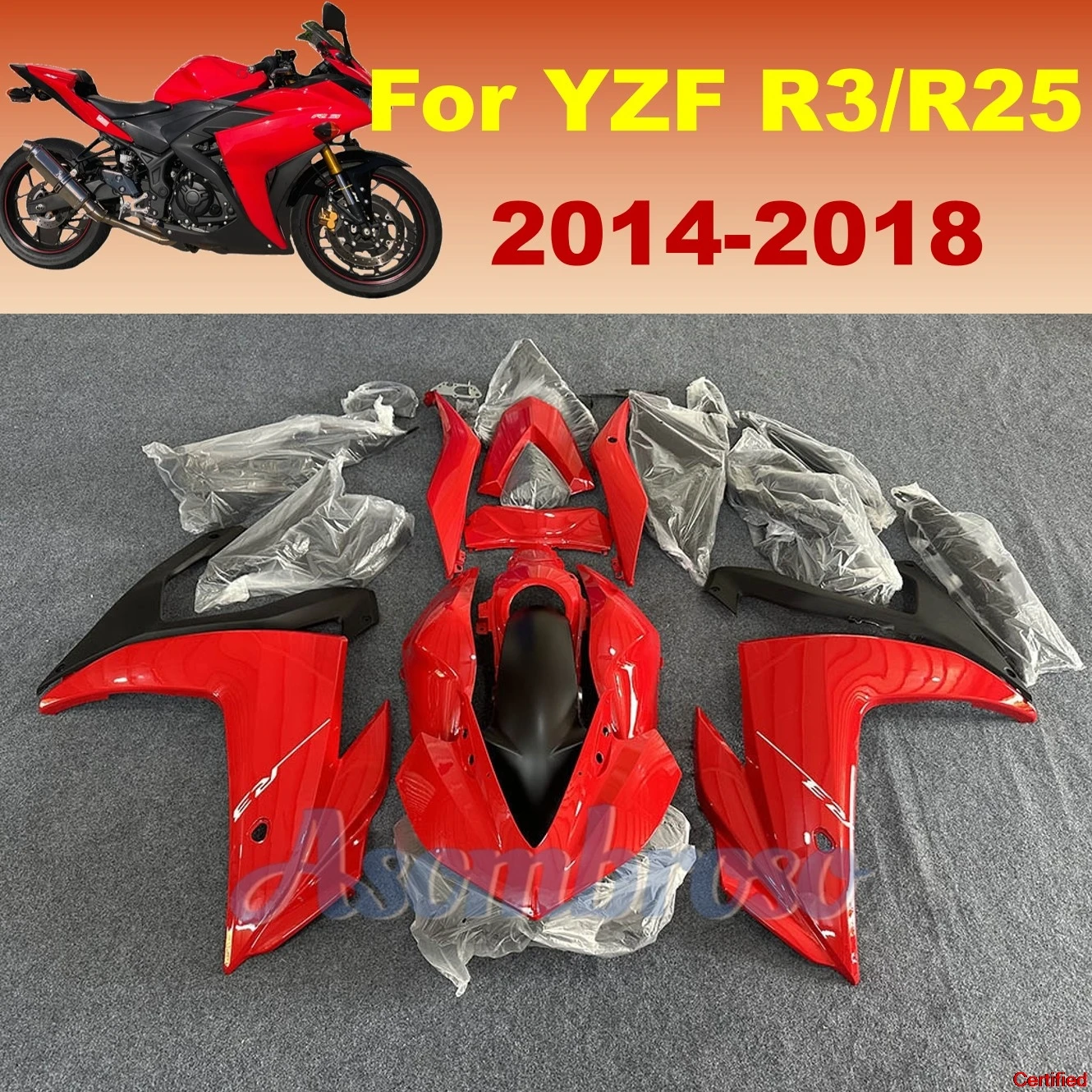 ABS Injection Motorcycle Fairing Kit for YAMAHA YZFR25 YZF-R3 2014 2015 2016 2017 2018 R25 R3 Gloss Red Shell
ABS Injection Motorcycle Fairing Kit for YAMAHA YZFR25 YZF-R3 2014 2015 2016 2017 2018 R25 R3 Gloss Red Shell