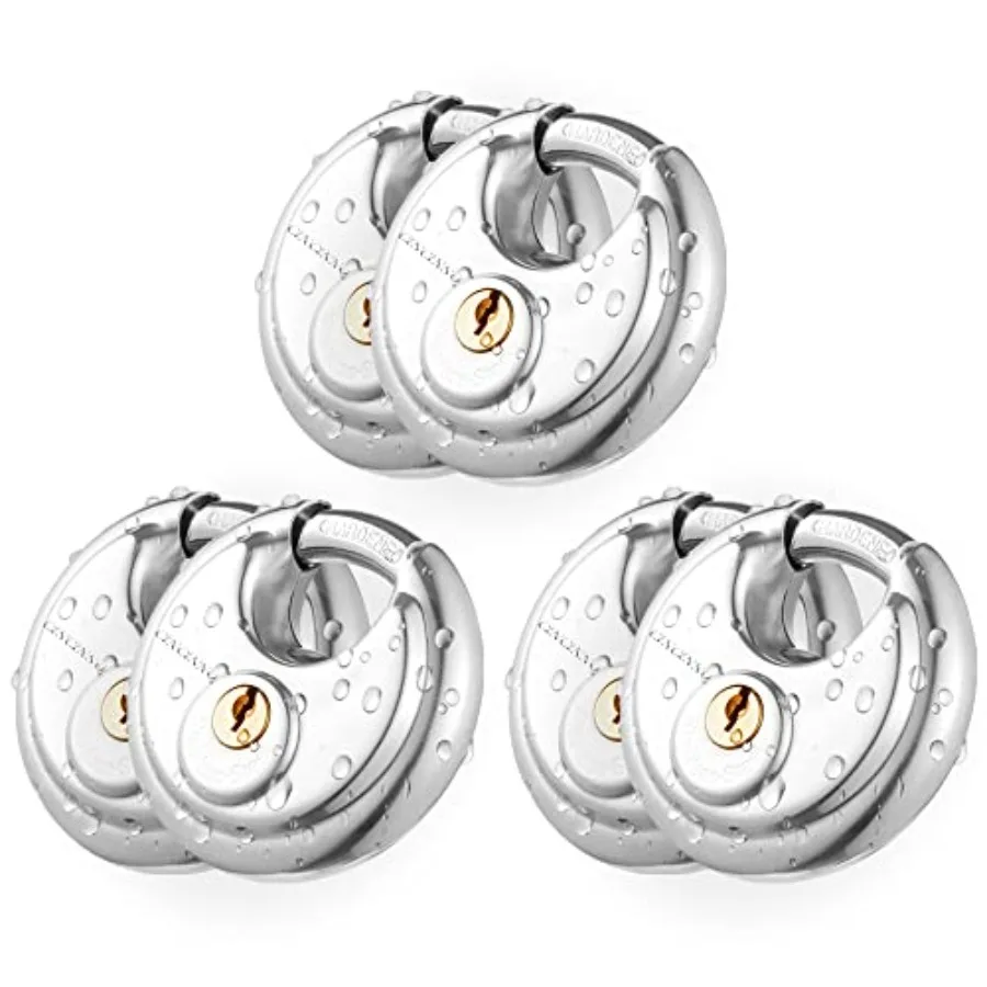 Discus Padlock with Key, 6 Pack Stainless Steel Storage Lock with 2-3/4 in. Wide, 3/8 in. Diameter Shackle, Heav Duty Disc Lock
Discus Padlock with Key, 6 Pack Stainless Steel Storage Lock with 2-3/4 in. Wide, 3/8 in. Diameter Shackle, Heav Duty Disc Lock