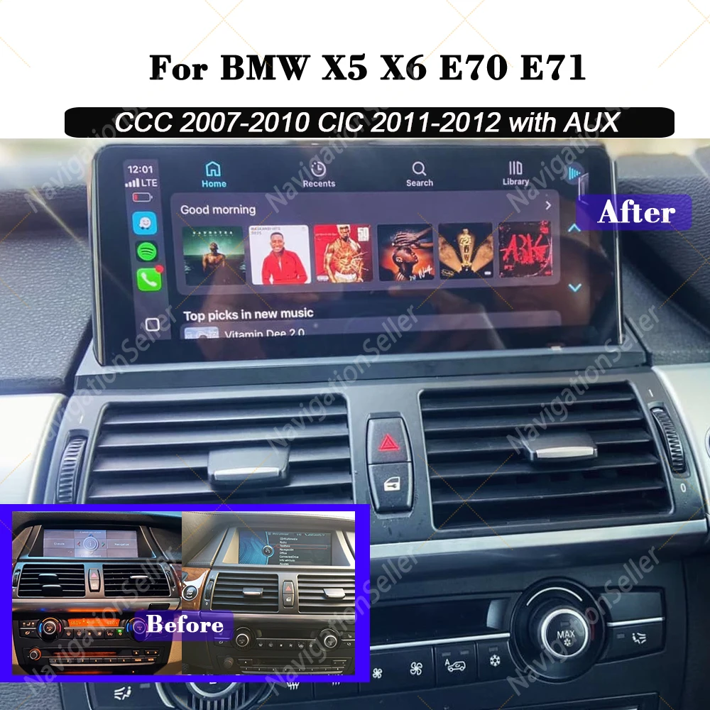 10.25 Touch Screen For BMW X5 E70 X6 E71 CCC CIC CarPlay Android Auto GPS Navigation Radio System Wireless Multimedia Head Unit
10.25 Touch Screen For BMW X5 E70 X6 E71 CCC CIC CarPlay Android Auto GPS Navigation Radio System Wireless Multimedia Head Unit