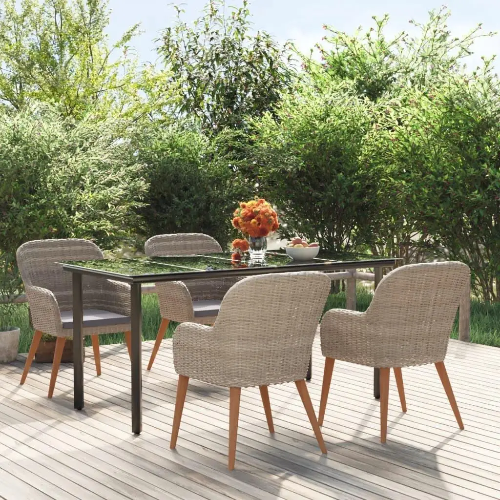 Garden Dining Set Table Black Brown Chairs Dark Grey Cushions Outdoor Furniture Patio Decor
Garden Dining Set Table Black Brown Chairs Dark Grey Cushions Outdoor Furniture Patio Decor