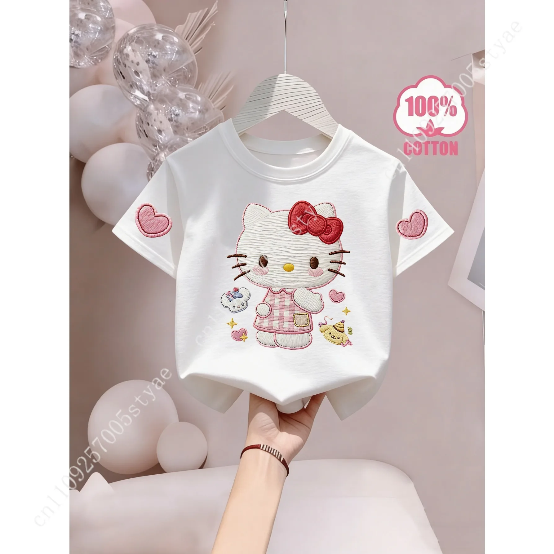 Sanrio Girls' Love Heart Plaid Skirt Hello Kitty Faux Embroidery Pattern Print Round Neck T-Shirt 100% Pure Cotton Soft
Sanrio Girls' Love Heart Plaid Skirt Hello Kitty Faux Embroidery Pattern Print Round Neck T-Shirt 100% Pure Cotton Soft