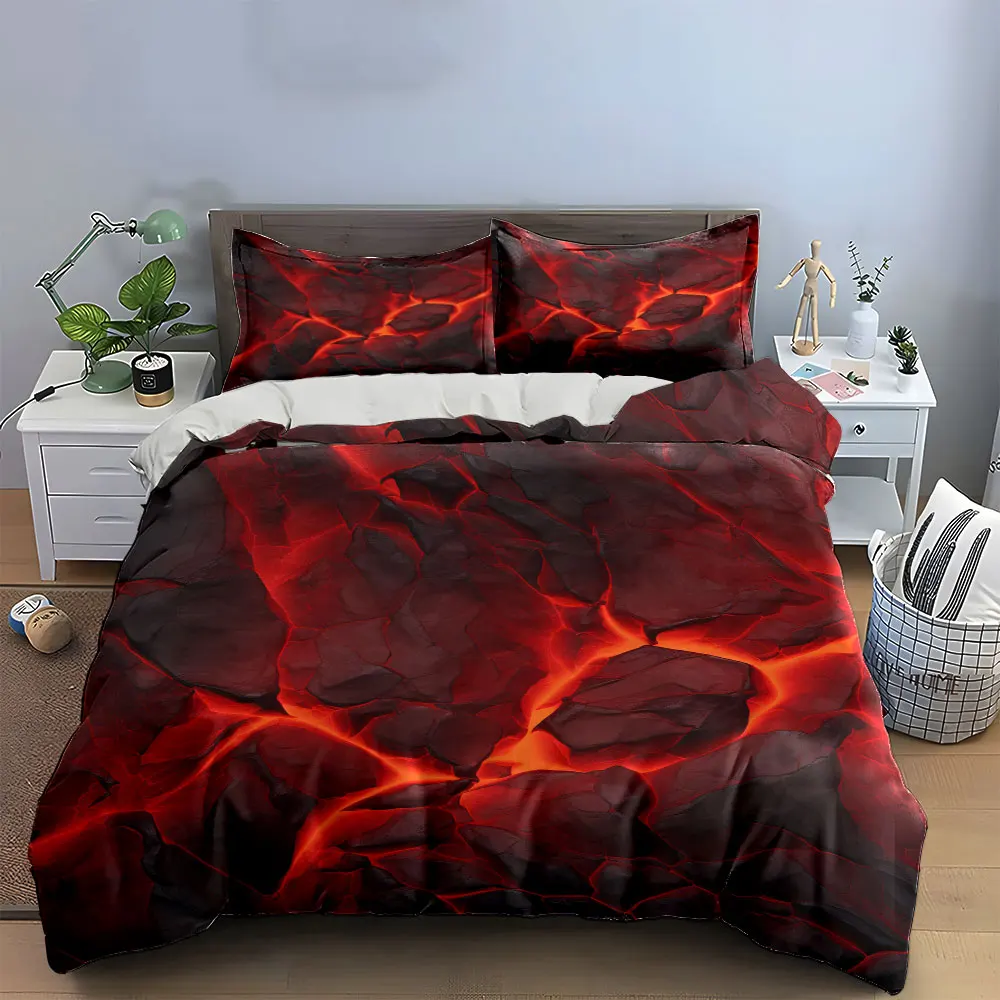 3Pcs Red Lava Bedding Set, Fiery Volcanic Magma Print Duvet Cover Set, Hot Red Cracked Rock Pattern for Bold Bedroom Decor
3Pcs Red Lava Bedding Set, Fiery Volcanic Magma Print Duvet Cover Set, Hot Red Cracked Rock Pattern for Bold Bedroom Decor