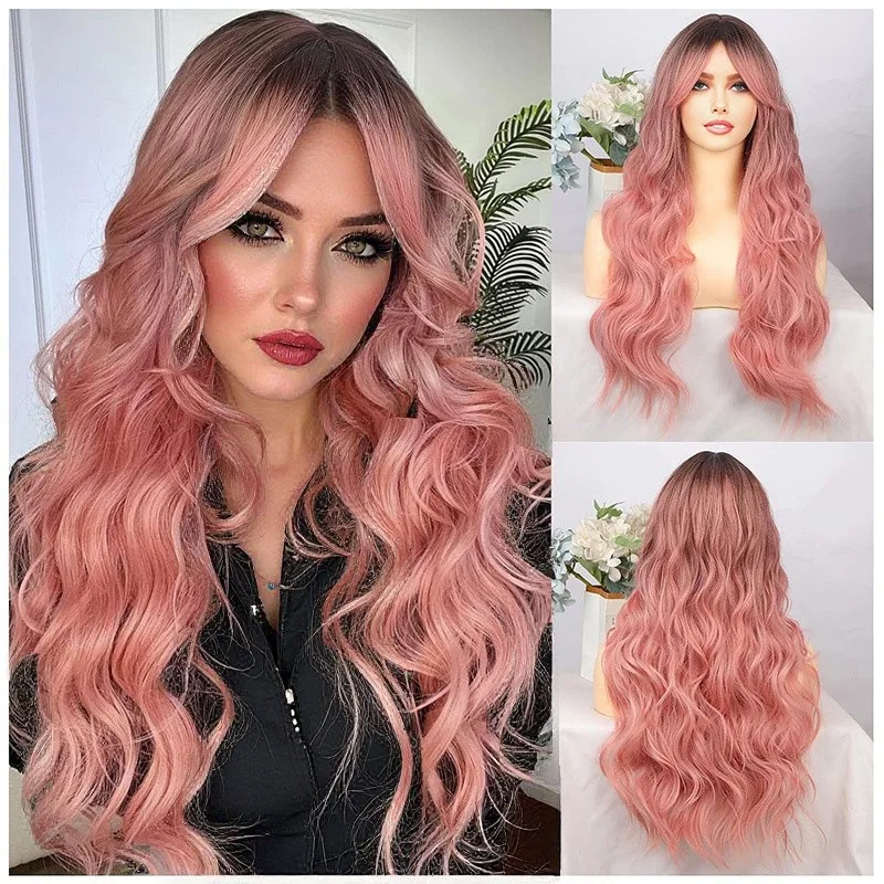 Wig full hair wig women's sweet pink medium long curly hair synthetic fiber heat-resistant eight-character bangs
Wig full hair wig women's sweet pink medium long curly hair synthetic fiber heat-resistant eight-character bangs