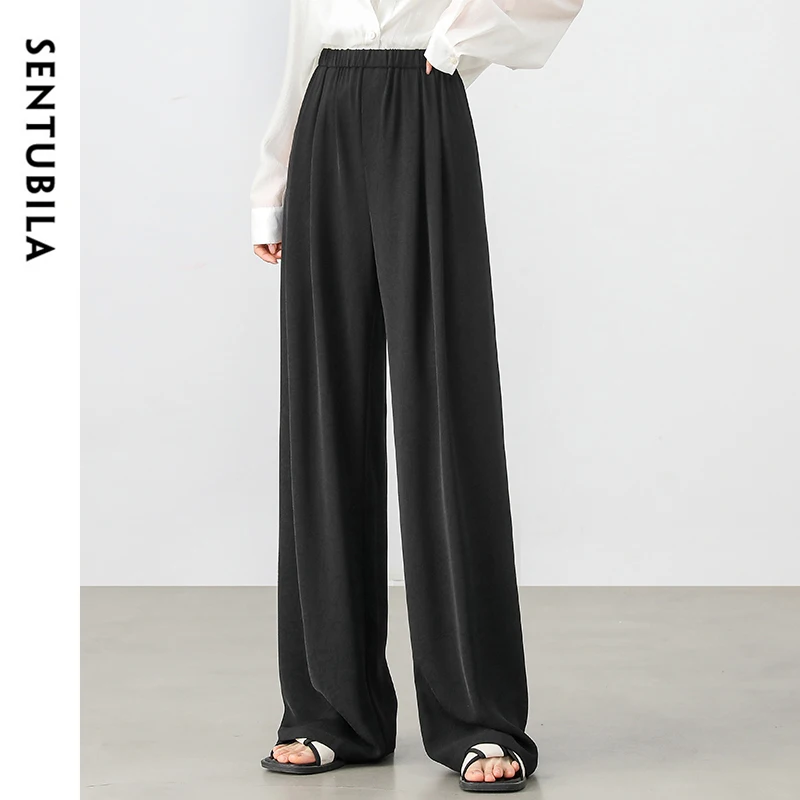 SENTUBILA Casual Black Wide Leg Pants for Woman 2025 Autumn Basics Loose Fit Elastic Waist Folds Pants Warm Trousers 151K57842
SENTUBILA Casual Black Wide Leg Pants for Woman 2025 Autumn Basics Loose Fit Elastic Waist Folds Pants Warm Trousers 151K57842