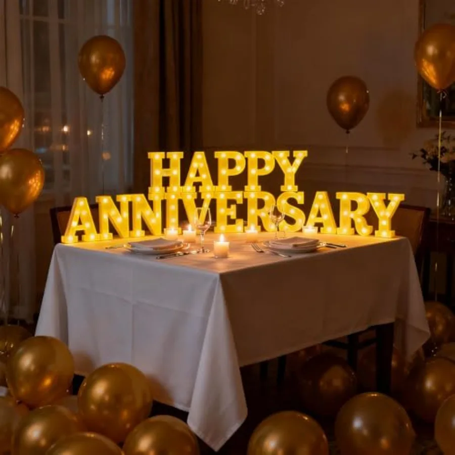 16 Pcs Happy Anniversary Decoration Light up Letters Sign Wedding Anniversary Party Light LED Neon Table Decoration for Valenti
16 Pcs Happy Anniversary Decoration Light up Letters Sign Wedding Anniversary Party Light LED Neon Table Decoration for Valenti