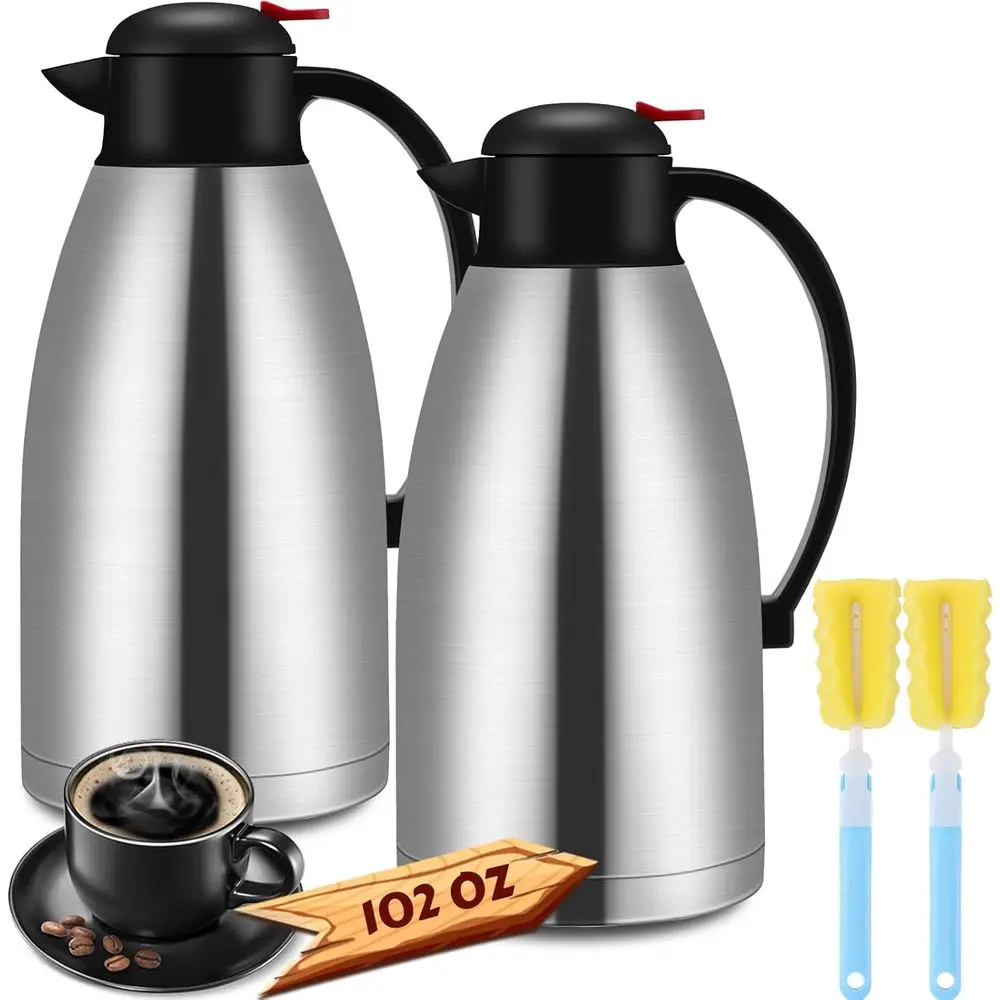 Double Wall Vacuum Insulated Stainless Steel Coffee Carafe, 102 oz, Keeps Beverages Hot for 24 Hours, Ideal for Home or Office (
Double Wall Vacuum Insulated Stainless Steel Coffee Carafe, 102 oz, Keeps Beverages Hot for 24 Hours, Ideal for Home or Office (