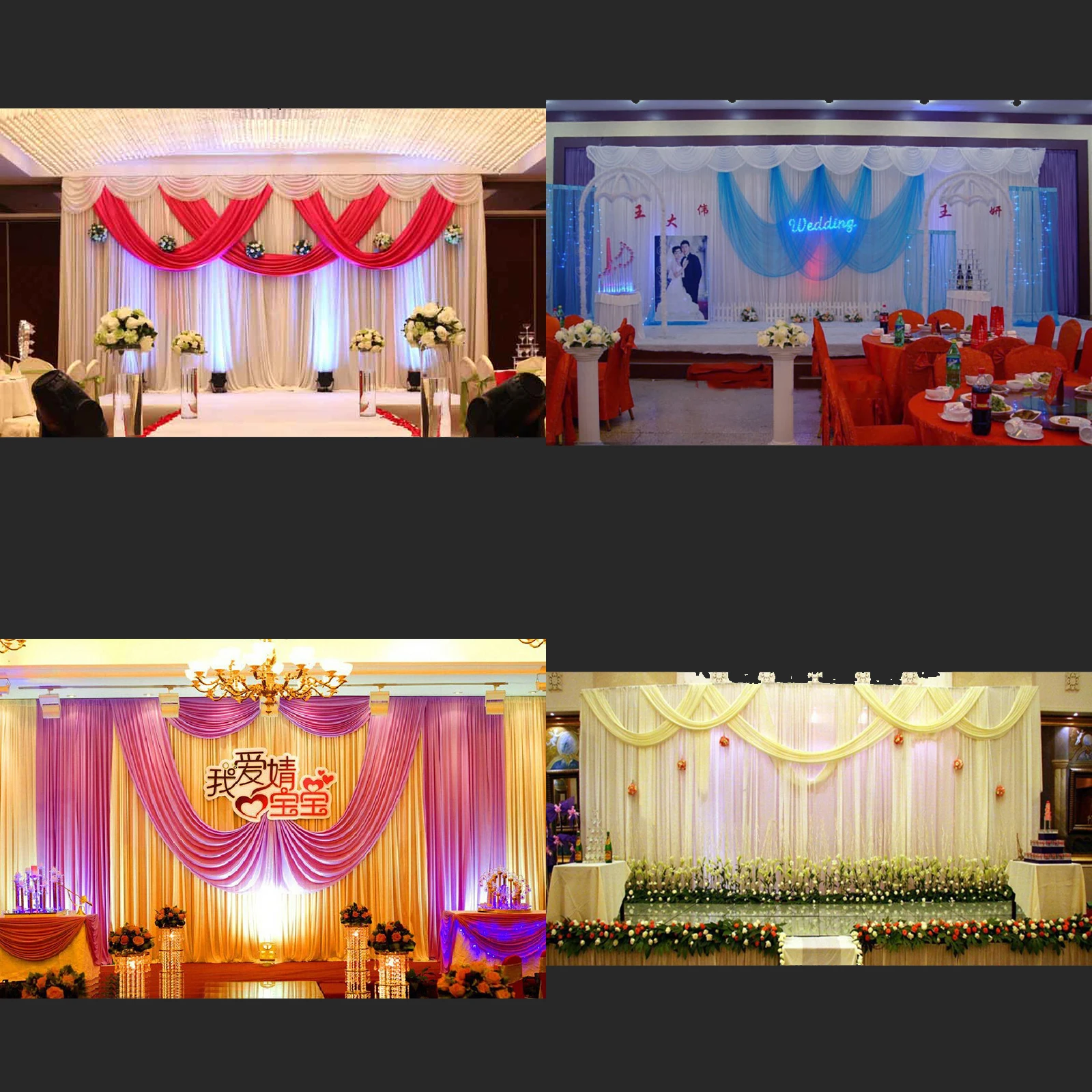 Wedding Backdrop Wedding Stage Curtain Decoration Colors Can Be Customized.
Wedding Backdrop Wedding Stage Curtain Decoration Colors Can Be Customized.