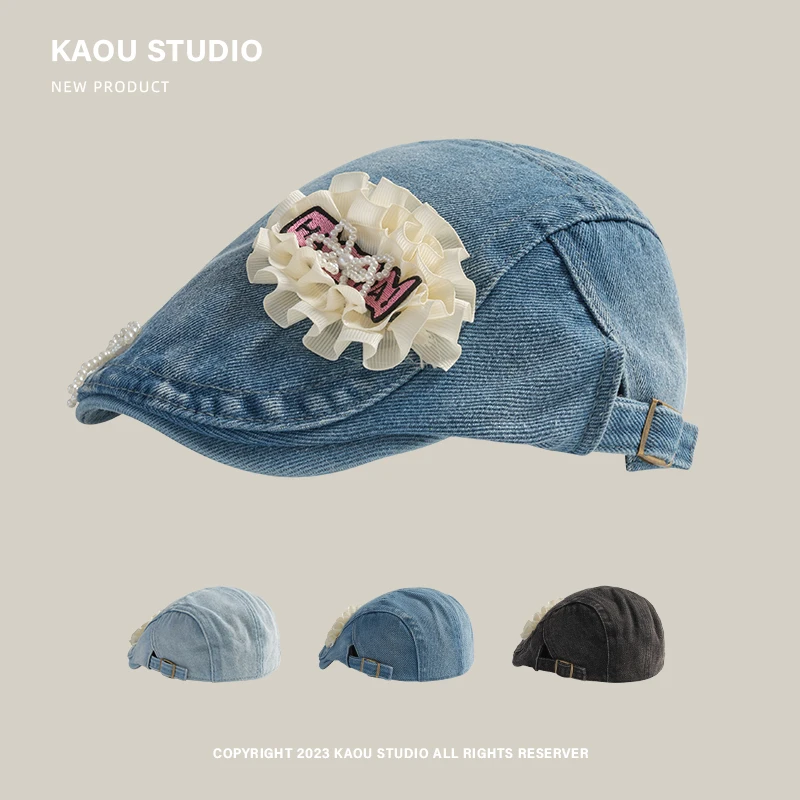 Denim Advance Hats Women's All-Match Reverse Wear Beret Retro Minority Painter Cap
Denim Advance Hats Women's All-Match Reverse Wear Beret Retro Minority Painter Cap
