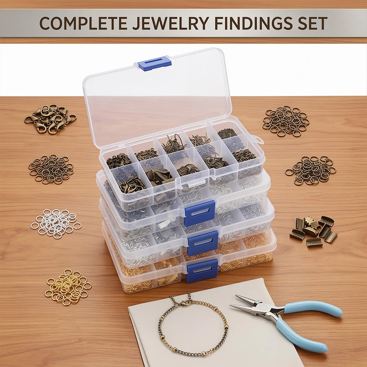 Alloy Jewelry Findings Set Lobster Clasps Jump Rings Earring Hooks for DIY Jewelry Making Accessories & Repair Supplies
Alloy Jewelry Findings Set Lobster Clasps Jump Rings Earring Hooks for DIY Jewelry Making Accessories & Repair Supplies
