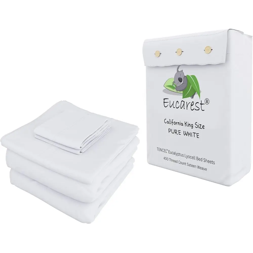 100% Organic Eucalyptus Tencel Sheets - California King, Ultra Soft, Cooling & Hypoallergenic, Thermal Regulating, Deep Pocket,
100% Organic Eucalyptus Tencel Sheets - California King, Ultra Soft, Cooling & Hypoallergenic, Thermal Regulating, Deep Pocket,
