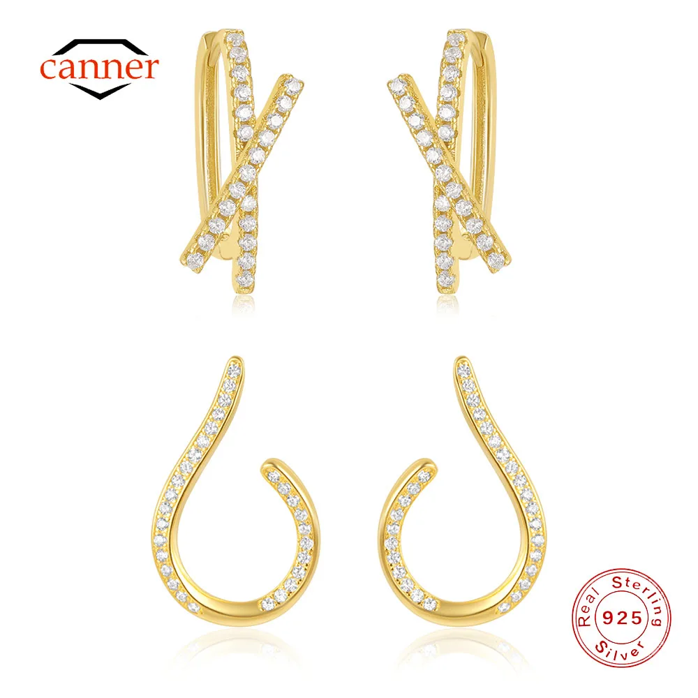 CANNER 925 Sterling Silver Wave Shaped Simple Hoop Earrings For Women 18K Gold Ins Minimalism Earrings Fine Jewelry Party Gift
CANNER 925 Sterling Silver Wave Shaped Simple Hoop Earrings For Women 18K Gold Ins Minimalism Earrings Fine Jewelry Party Gift
