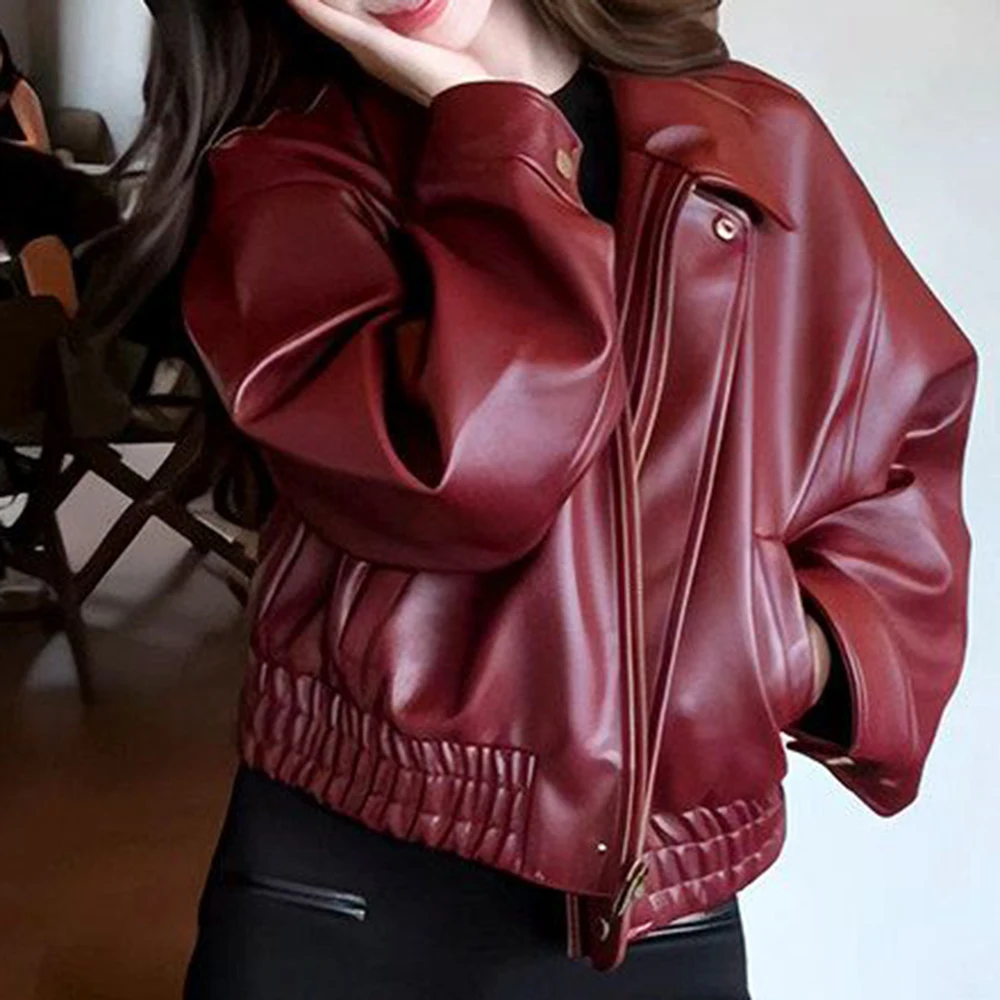 American retro lapel short leather jacket women's 2026 autumn explosion red temperament foreign style jacket top
American retro lapel short leather jacket women's 2026 autumn explosion red temperament foreign style jacket top
