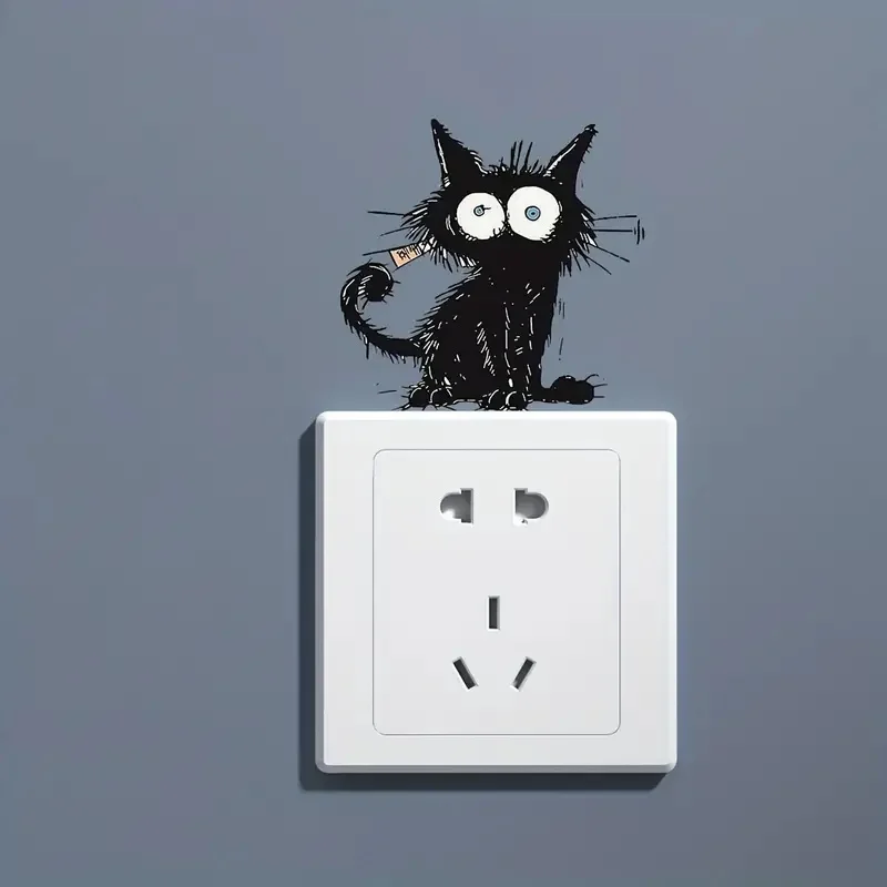 Contemporary Style Black Cat Wall Sticker, Animal Print Self-Adhesive Switch Decal for Living Room Bedroom
Contemporary Style Black Cat Wall Sticker, Animal Print Self-Adhesive Switch Decal for Living Room Bedroom