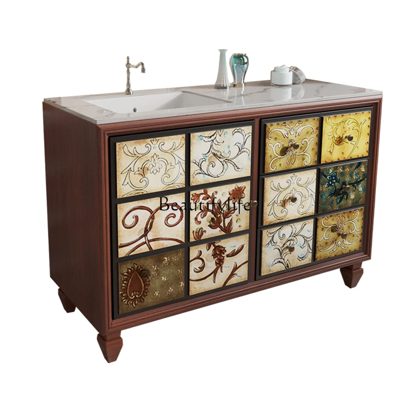 American bathroom cabinet light luxury retro bathroom oak washbasin cabinet integrated
American bathroom cabinet light luxury retro bathroom oak washbasin cabinet integrated