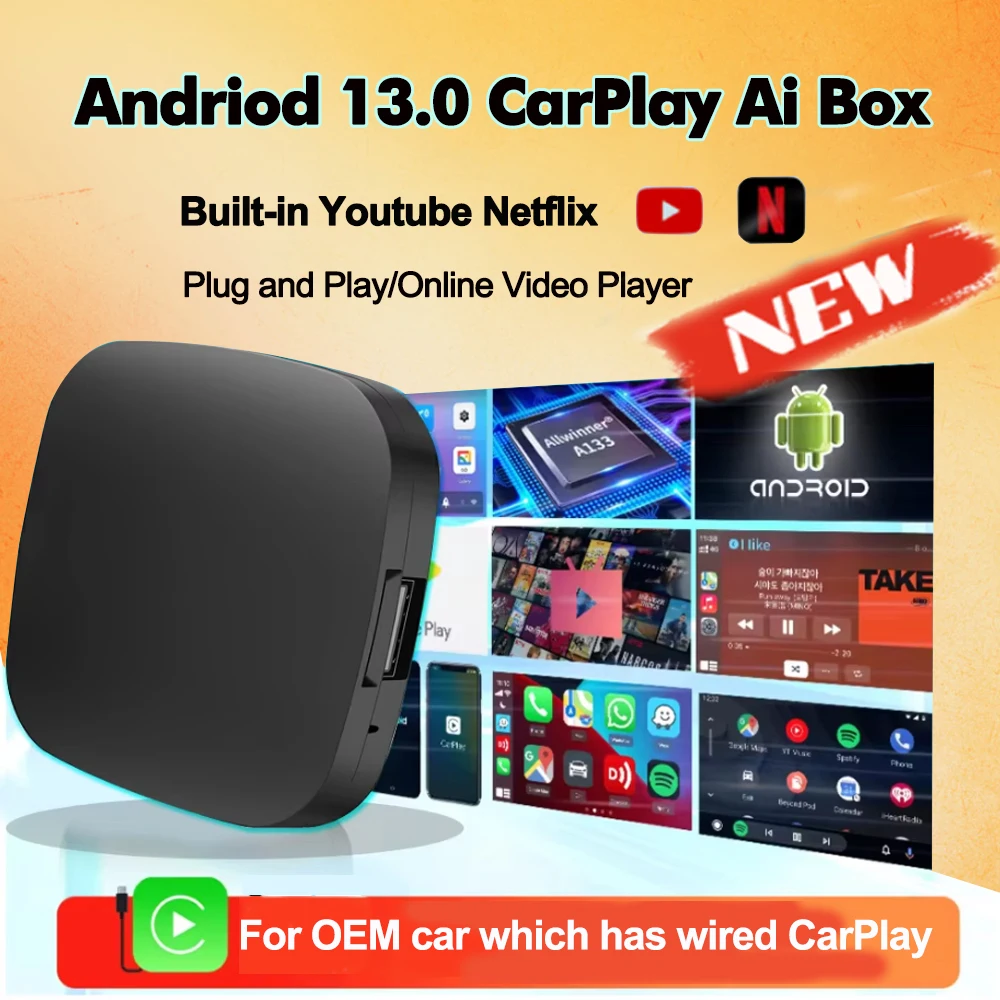 Android 13 CarPlay Ai Box Wireless Box for Netflix YouTube Wireless Carplay Android Auto Car Smart Systems for Wired Carplay
Android 13 CarPlay Ai Box Wireless Box for Netflix YouTube Wireless Carplay Android Auto Car Smart Systems for Wired Carplay
