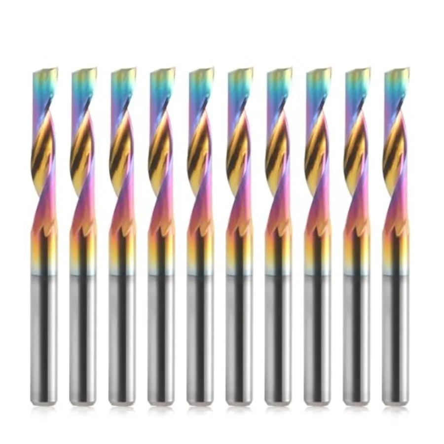 CNC Router Bits Single Flute End Mill for Aluminum Cutting - 1/8 Inch 3.17mm Shank Solid Carbide Spiral Router Bits with DLC Co
CNC Router Bits Single Flute End Mill for Aluminum Cutting - 1/8 Inch 3.17mm Shank Solid Carbide Spiral Router Bits with DLC Co
