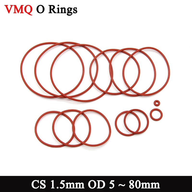 10/50pcs Red Silicone VMQ O Ring Gasket CS 1.5mm OD 5 ~ 80mm Food Grade Waterproof Washer Sealing Round Shape Seal Gaskets
10/50pcs Red Silicone VMQ O Ring Gasket CS 1.5mm OD 5 ~ 80mm Food Grade Waterproof Washer Sealing Round Shape Seal Gaskets
