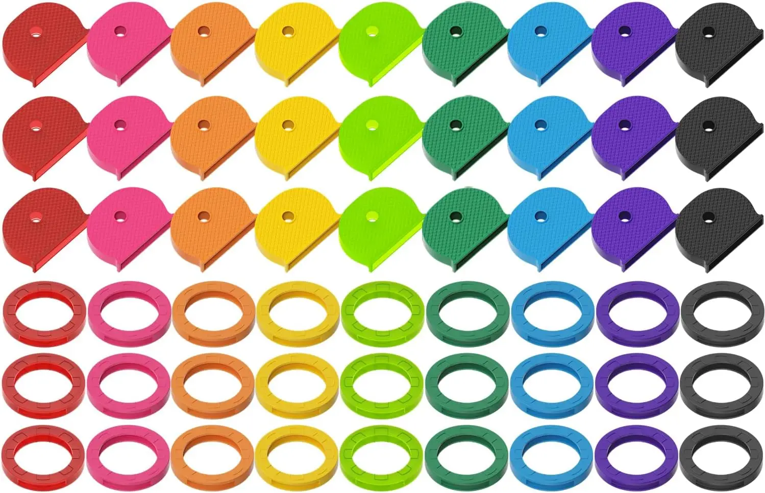 54PCS Key Caps Covers Tags for Standard Flat House Keys, Plastic Key Color Identifiers with 9 Assorted Colors and 2 Styles
54PCS Key Caps Covers Tags for Standard Flat House Keys, Plastic Key Color Identifiers with 9 Assorted Colors and 2 Styles