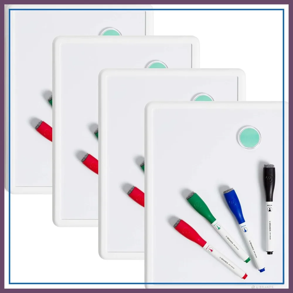 Magnetic Dry Erase Board Bundle, 8.5" x 11", White Modern Frame, Includes 4 Boards, 16 Markers and 4 Magnets
Magnetic Dry Erase Board Bundle, 8.5" x 11", White Modern Frame, Includes 4 Boards, 16 Markers and 4 Magnets
