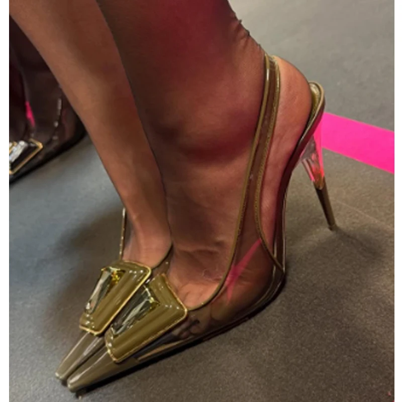 Pointed Toe Transparent Pvc Rhinestone Slingback Stiletto Sandals 2026 Crystal Square Buckle High Heels Pumps Party Wedding
Pointed Toe Transparent Pvc Rhinestone Slingback Stiletto Sandals 2026 Crystal Square Buckle High Heels Pumps Party Wedding