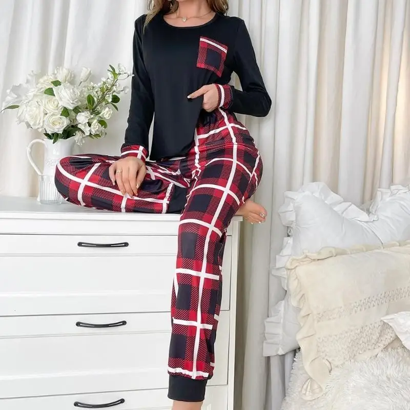 L5YC Women Plaids Patterned Loungewear 2 Pieces Outfits Long Sleeve Pajamas Tops and Long Pants Summer Sleepwear
L5YC Women Plaids Patterned Loungewear 2 Pieces Outfits Long Sleeve Pajamas Tops and Long Pants Summer Sleepwear