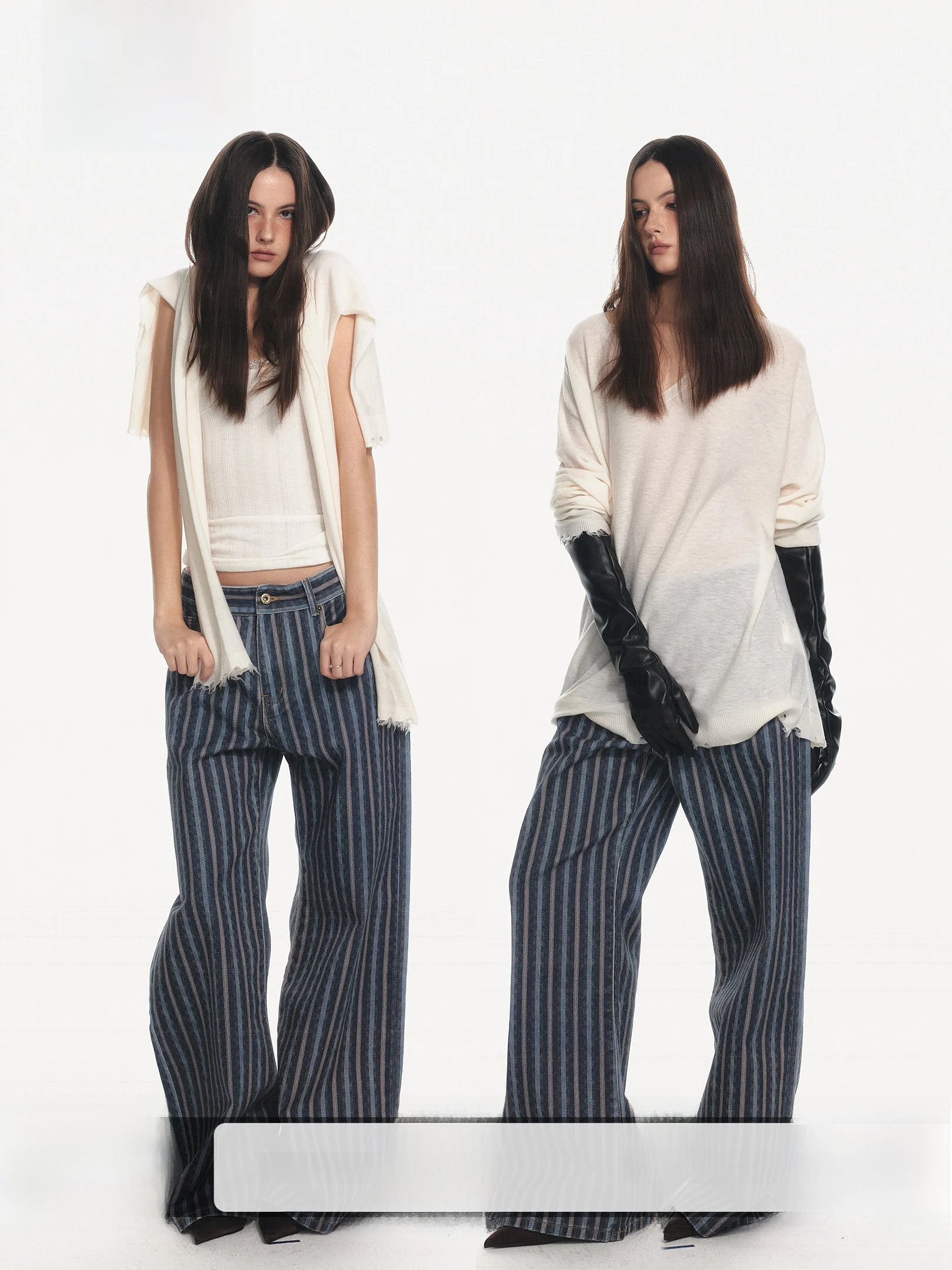 Three Goood Vintage Blue Grey Striped Wide Leg Jeans Straight Cut Casual Cotton Pants Ladies Slimming Long Trousers
Three Goood Vintage Blue Grey Striped Wide Leg Jeans Straight Cut Casual Cotton Pants Ladies Slimming Long Trousers