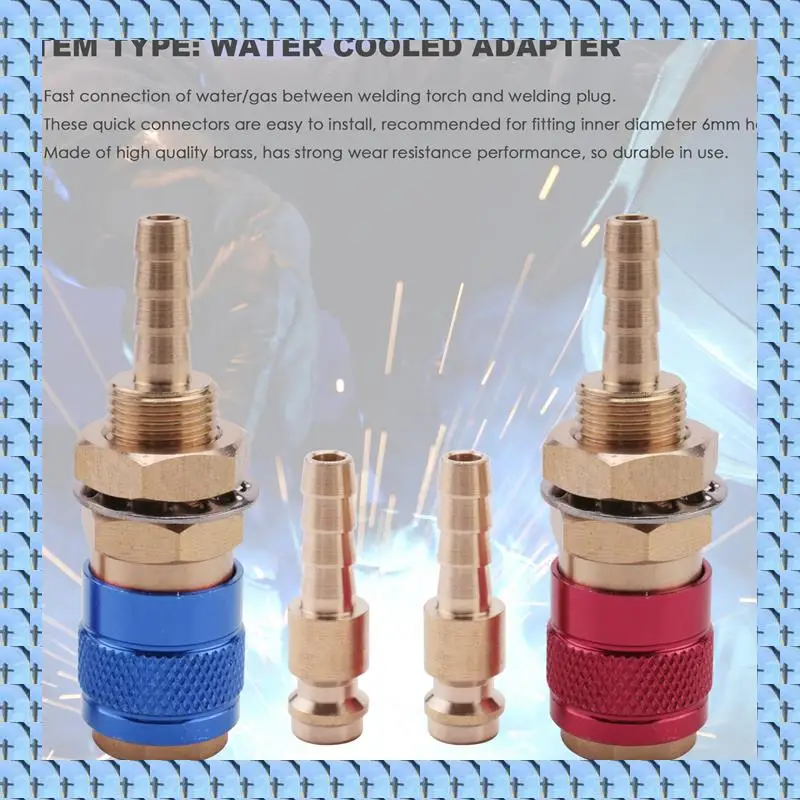 NOCM 2Pcs Water Cooled Air Cooled Gas Water Adapter Quick Connector Fitting For MIG TIG Welding Torch Plug, Blue+Red
NOCM 2Pcs Water Cooled Air Cooled Gas Water Adapter Quick Connector Fitting For MIG TIG Welding Torch Plug, Blue+Red