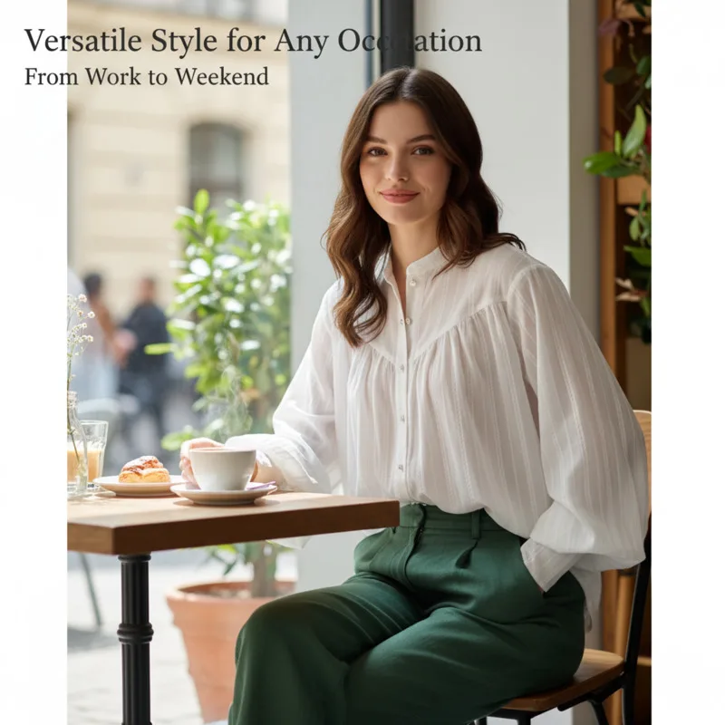 Chic Women Cotton Long Sleeve Shirt French Design Puff Sleeve Blouse Versatile Elegant Casual Top New Fashion Office Daily Wear
Chic Women Cotton Long Sleeve Shirt French Design Puff Sleeve Blouse Versatile Elegant Casual Top New Fashion Office Daily Wear