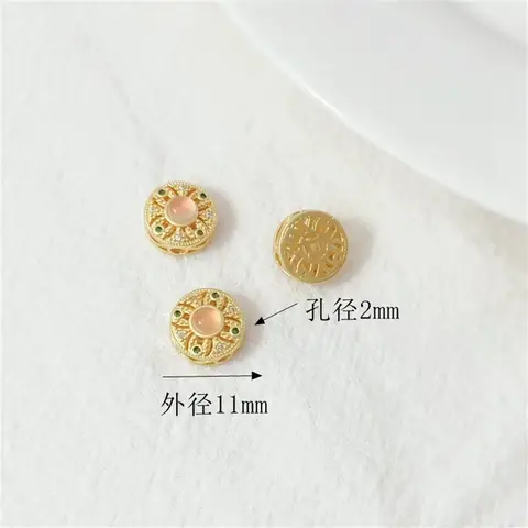Vintage Gold Inlaid Zircon Lace Hollow Round Bow Beads, DIY Beading & Loose Bead Accessories