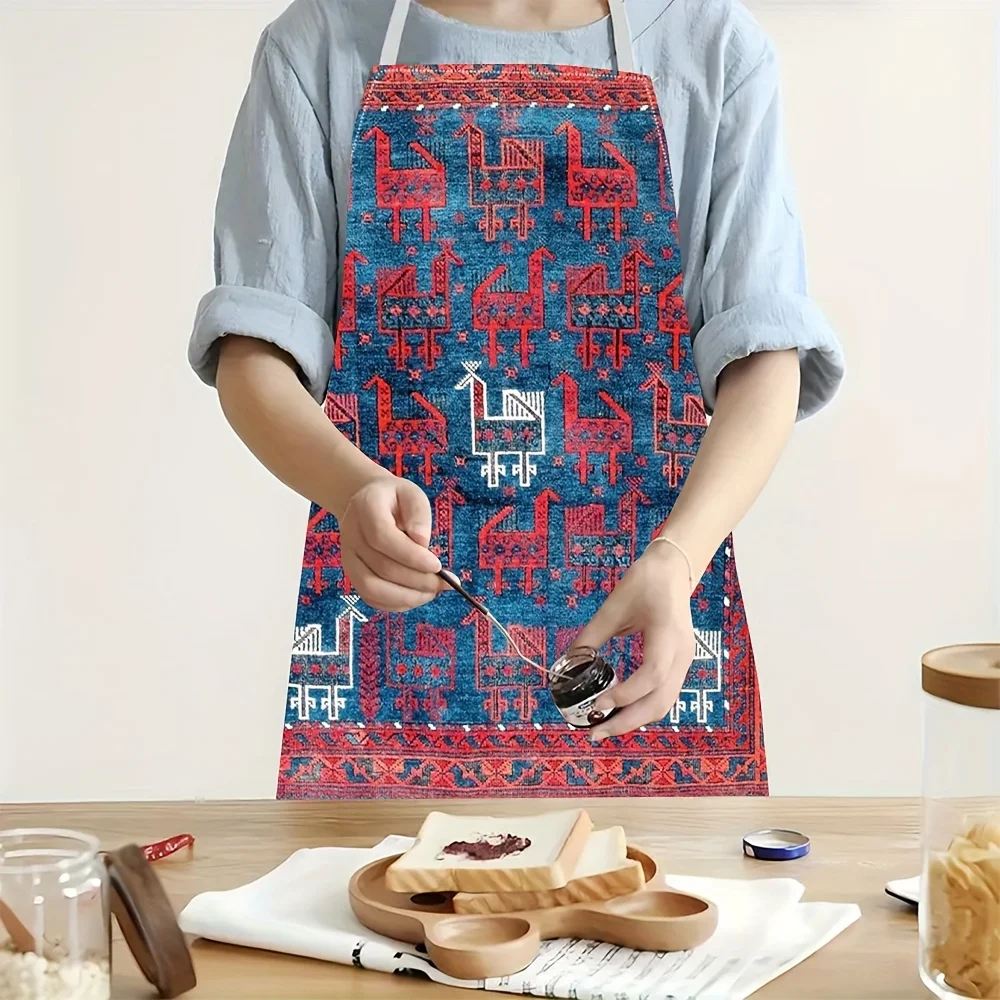 Фартук с принтом андских лам – сине-красный узор, мягкий лен, регулируемый шейный ремень, можно стирать в машине, в этническом стиле.
Фартук с принтом андских лам – сине-красный узор, мягкий лен, регулируемый шейный ремень, можно стирать в машине, в этническом стиле.