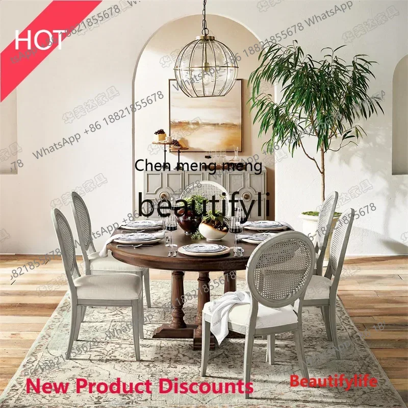 lhy E1001 ssL178 American solid wood old round dining table retro dining table size retractable dining table high-end furniture
lhy E1001 ssL178 American solid wood old round dining table retro dining table size retractable dining table high-end furniture
