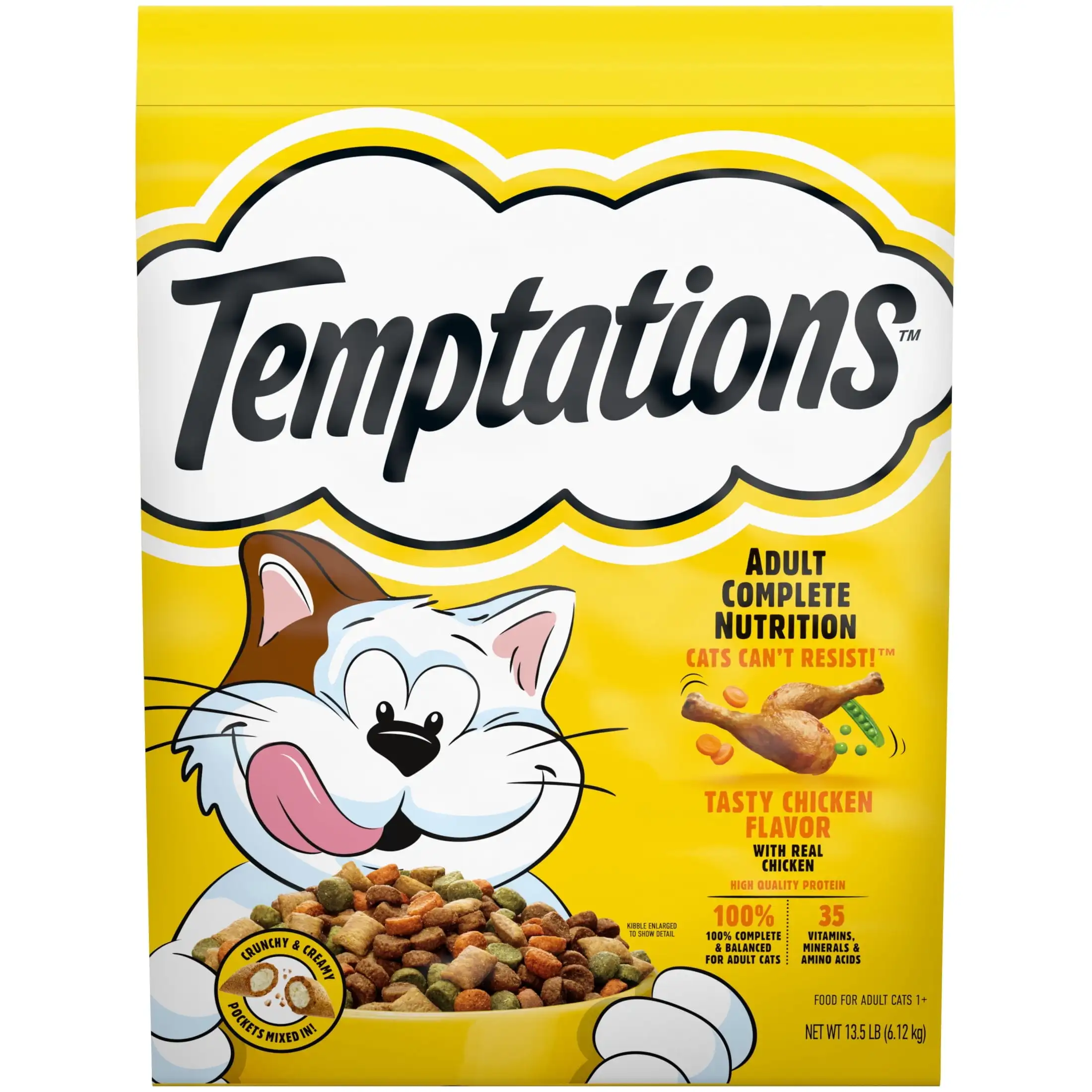 Сухой корм для кошек для взрослых со вкусом курицы Temptations, пакетик 13,5 фунта
Сухой корм для кошек для взрослых со вкусом курицы Temptations, пакетик 13,5 фунта