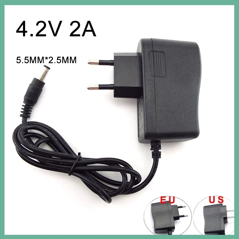 4.2V 2A DC Adapter Power Supply Charger 5.5MM*2.5MM 110-220V for 18650 Lithium Battery Strip LED TV Box EU US Plug E3
4.2V 2A DC Adapter Power Supply Charger 5.5MM*2.5MM 110-220V for 18650 Lithium Battery Strip LED TV Box EU US Plug E3