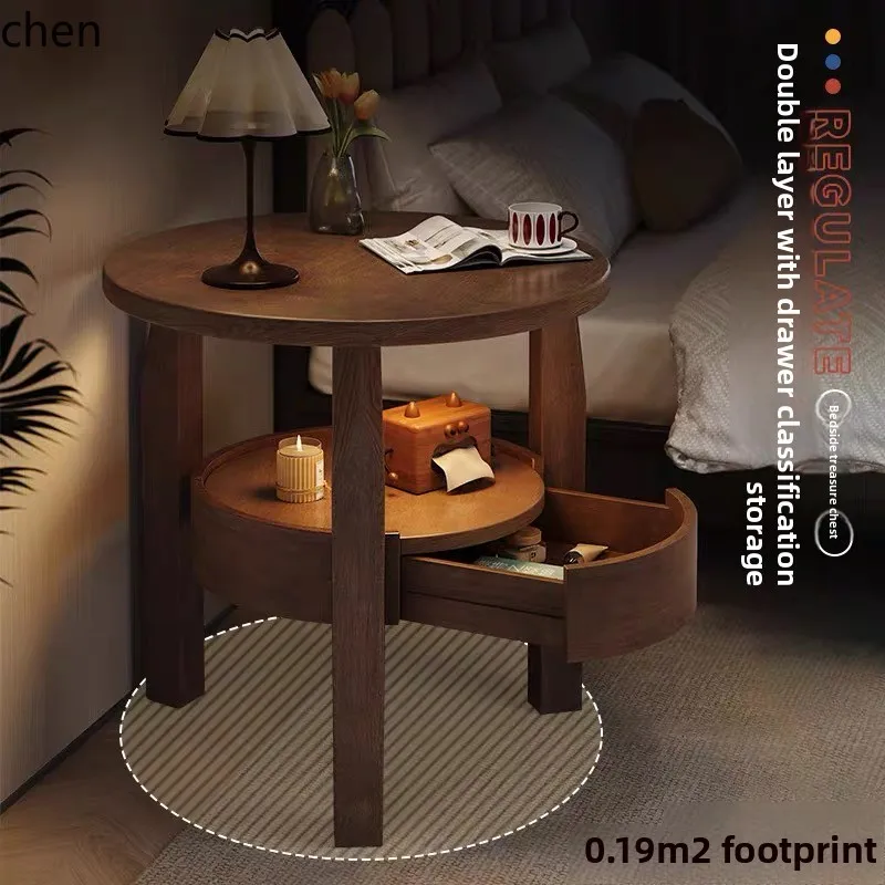 PYH retro light luxury solid wood round bedside table medieval bedside table replacement shelf small side table
PYH retro light luxury solid wood round bedside table medieval bedside table replacement shelf small side table