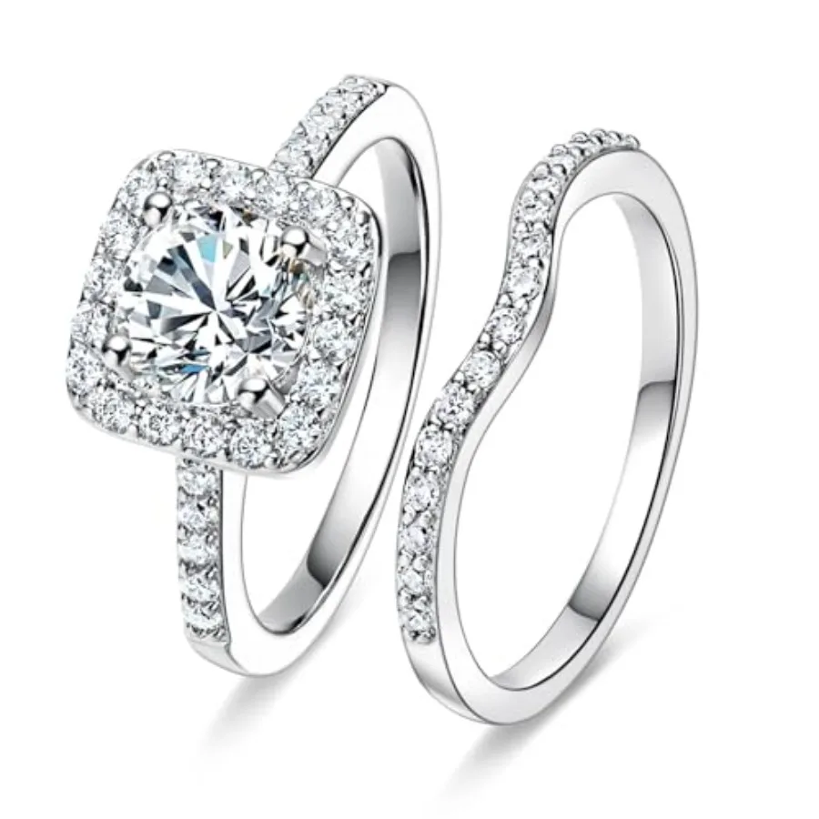 18K White Gold Plated Cubic Zirconia Two-in-One Halo Wedding Engagement Promise Eternity Ring for Women
18K White Gold Plated Cubic Zirconia Two-in-One Halo Wedding Engagement Promise Eternity Ring for Women
