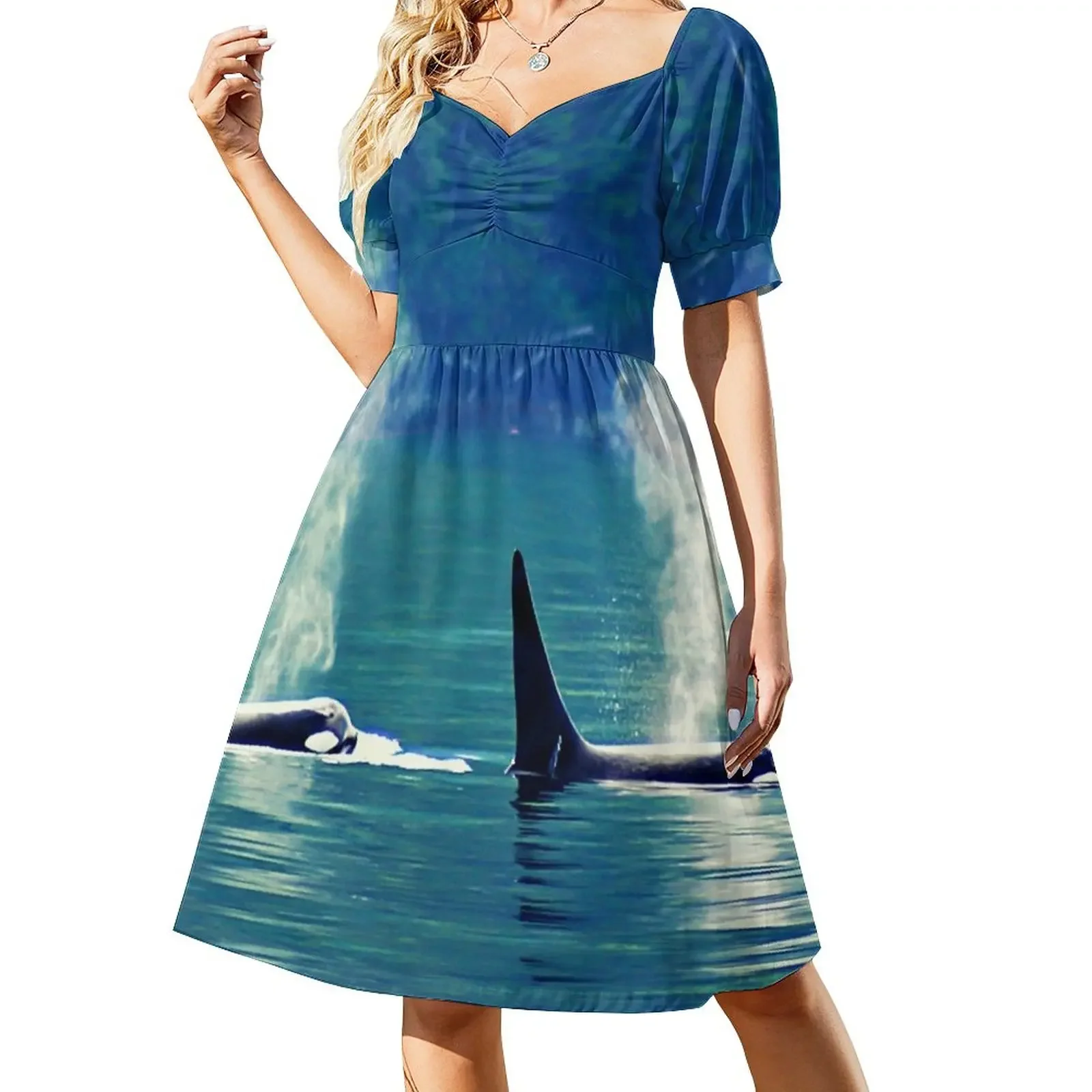 Pacific Northwest Native Orca Killer Whale A line dress Short-Sleeved Dress dress korean style summer women's suit
Pacific Northwest Native Orca Killer Whale A line dress Short-Sleeved Dress dress korean style summer women's suit