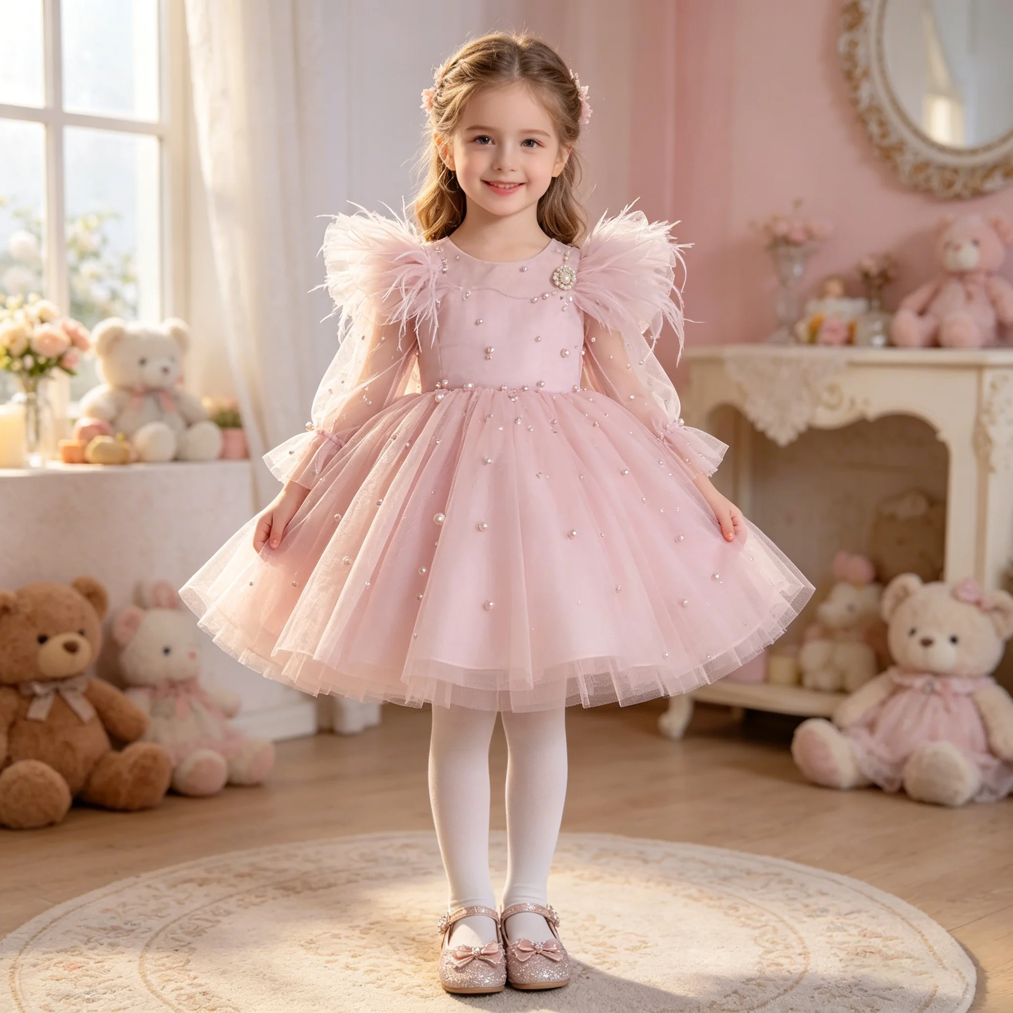 2026 Summer New Baby Girls Dress Bow Pearl Fashion Sweet Long Sleeve Birthday Show Mesh Tutu Skirt Kids Cute Princess Dress
2026 Summer New Baby Girls Dress Bow Pearl Fashion Sweet Long Sleeve Birthday Show Mesh Tutu Skirt Kids Cute Princess Dress