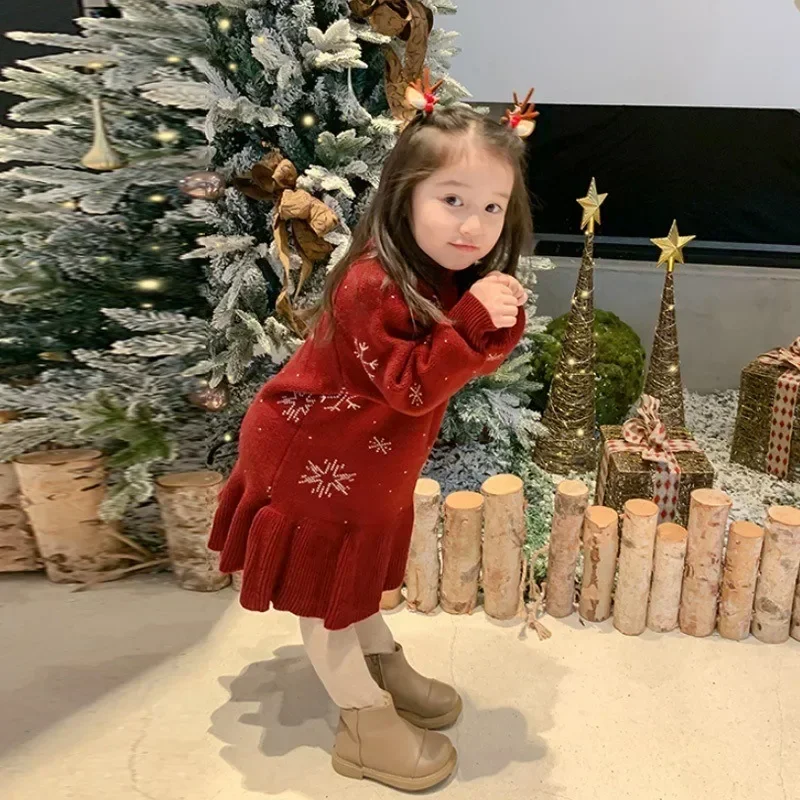 Winter Kids Clothes Baby Girls Red Christmas Dress Lovely Snowflake Turtleneck Sweater Dress Kawaii Warm Princess Party Dress
Winter Kids Clothes Baby Girls Red Christmas Dress Lovely Snowflake Turtleneck Sweater Dress Kawaii Warm Princess Party Dress