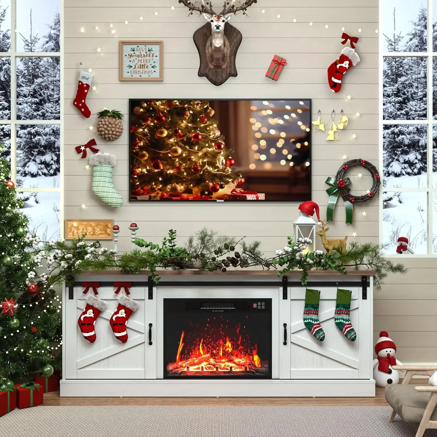 Kurapika Fireplace TV Stand for up to 75" TV, Farmhouse Entertainment Center with 24" Fireplace, 67" Media Console Cabinets
Kurapika Fireplace TV Stand for up to 75" TV, Farmhouse Entertainment Center with 24" Fireplace, 67" Media Console Cabinets