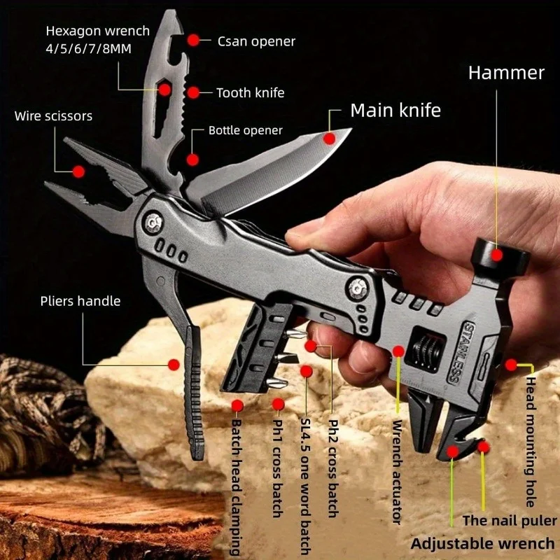 16 in 1 Multifunctional Tool - A compact DIY survival multifunctional tool with a screwdriver, pliers, bottle opener, and adjust
16 in 1 Multifunctional Tool - A compact DIY survival multifunctional tool with a screwdriver, pliers, bottle opener, and adjust