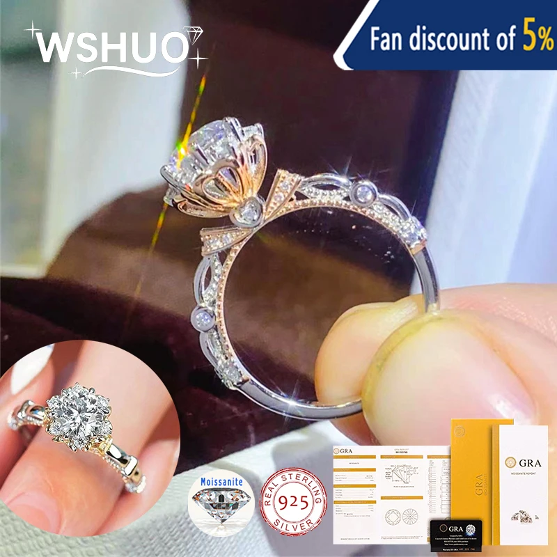 WSHUO 1Ct 6.5mm D VVS1 Moissanite Crown Ring 925 Sterling Silver Engagement Wedding Ring for Women Jewelry with GRA Certificate
WSHUO 1Ct 6.5mm D VVS1 Moissanite Crown Ring 925 Sterling Silver Engagement Wedding Ring for Women Jewelry with GRA Certificate