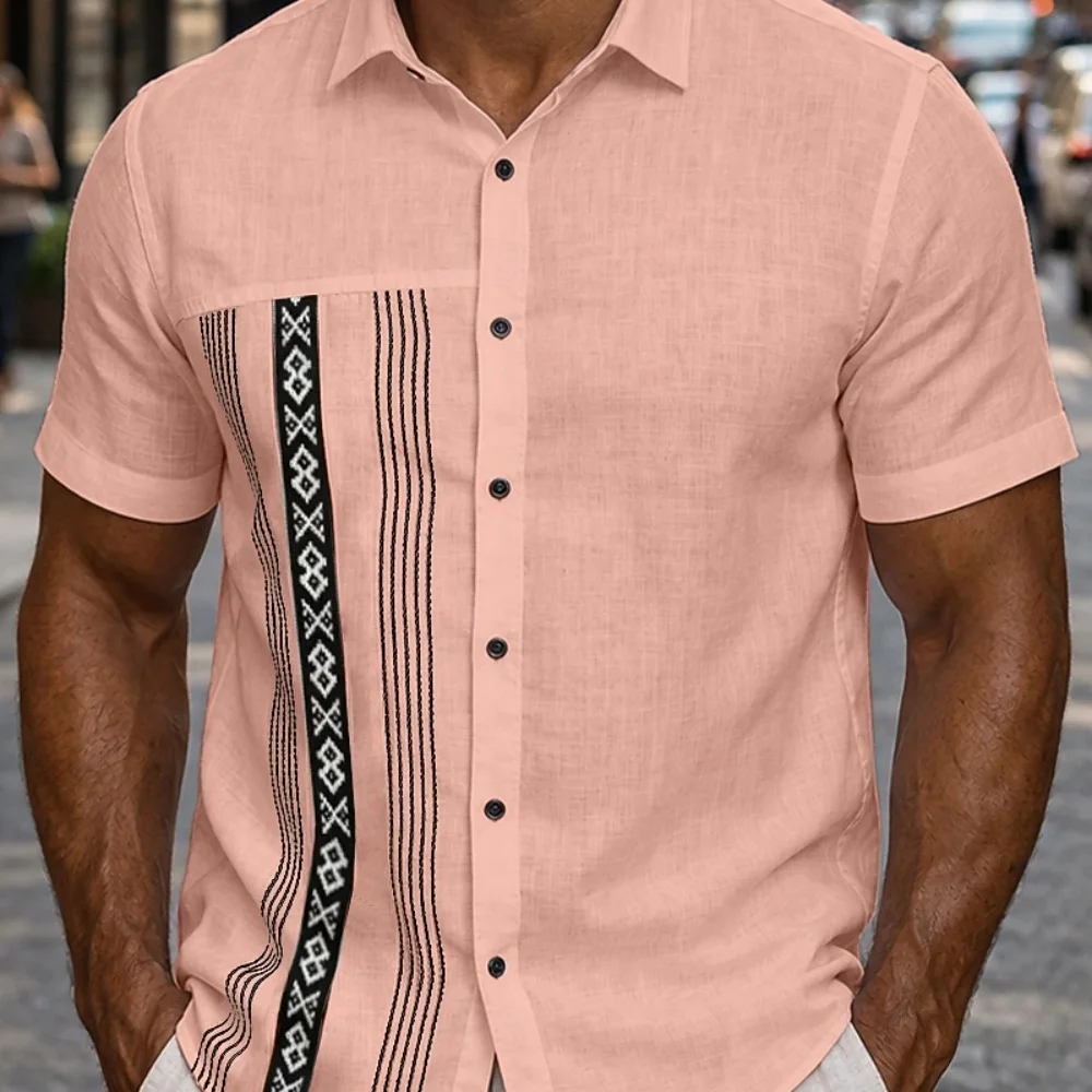 Men's plus size Bohemian tribal printed short sleeved shirt, casual breathable button up shirt, men's streetwear, 2026 new item
Men's plus size Bohemian tribal printed short sleeved shirt, casual breathable button up shirt, men's streetwear, 2026 new item