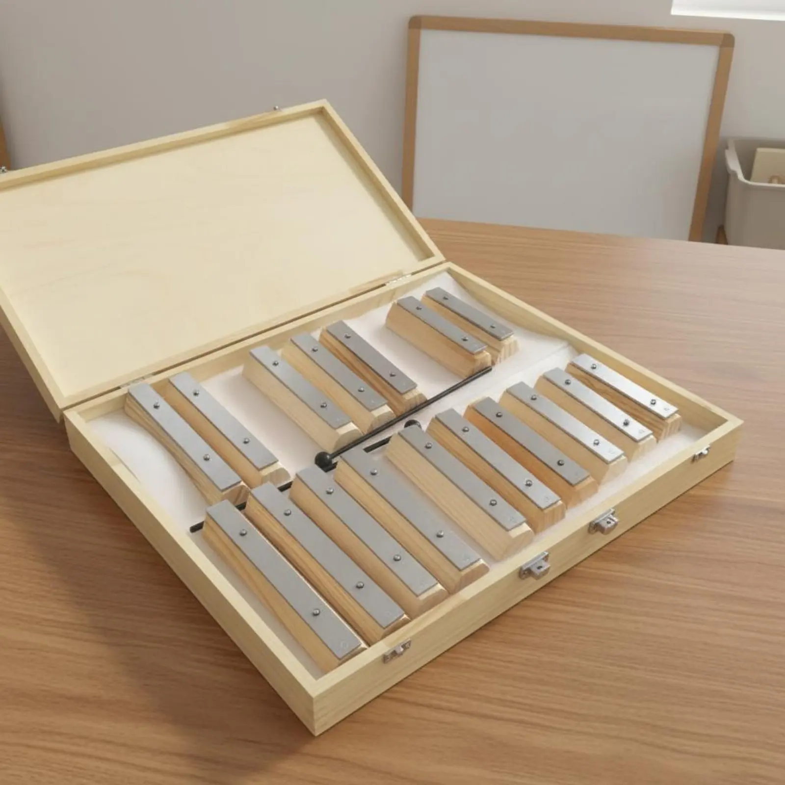 17 Note Tone Block Set Easy to Play Wooden Acoustic Chime Set Cased Aluminum Bar Xylophone Simple Elegant Design Music Education
17 Note Tone Block Set Easy to Play Wooden Acoustic Chime Set Cased Aluminum Bar Xylophone Simple Elegant Design Music Education