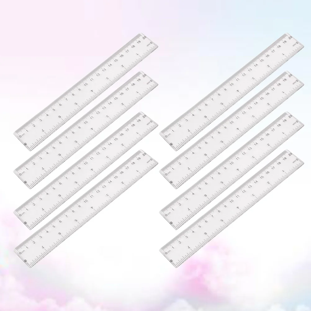 16pcs 20Cm Transparent Plastic Ruler Precision Measurement Tool For Student School Office Drawing Straight Edge Clear