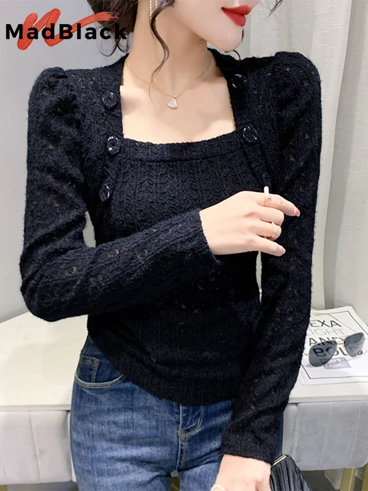 MadBlack European Clothes Tshirt Women Square Collar Fake 2 Piece Lace Slim Top Long Sleeve Elastic Tees Autumn Spring T39445JM
MadBlack European Clothes Tshirt Women Square Collar Fake 2 Piece Lace Slim Top Long Sleeve Elastic Tees Autumn Spring T39445JM
