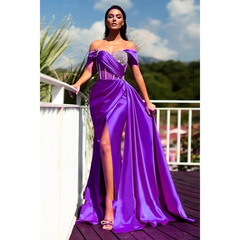 Роскошное женское вечернее платье с открытыми плечами и аппликацией с кристаллами, длиной до пола, платье русалки с разрезом по бокам, верхняя юбка, платье для выпускного вечера
Роскошное женское вечернее платье с открытыми плечами и аппликацией с кристаллами, длиной до пола, платье русалки с разрезом по бокам, верхняя юбка, платье для выпускного вечера