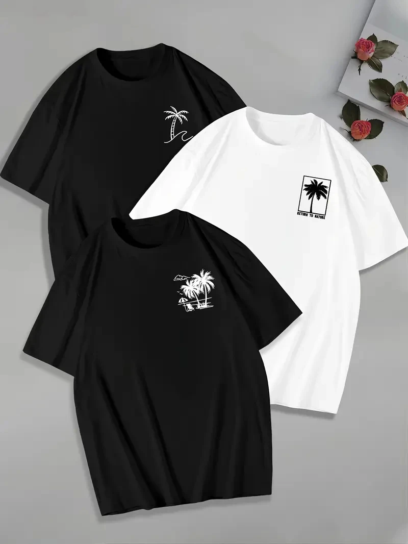 Funny Coconut Tree Print Men's T Shirt Casual Simple Style Street Top Summer Breathable Tee Three Piece Set Short Sleeve T-shirt
Funny Coconut Tree Print Men's T Shirt Casual Simple Style Street Top Summer Breathable Tee Three Piece Set Short Sleeve T-shirt